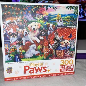 Playful Paws A Lazy Afternoon; 24x18 300 EZ-Grip pcs Master Pieces puzzle New